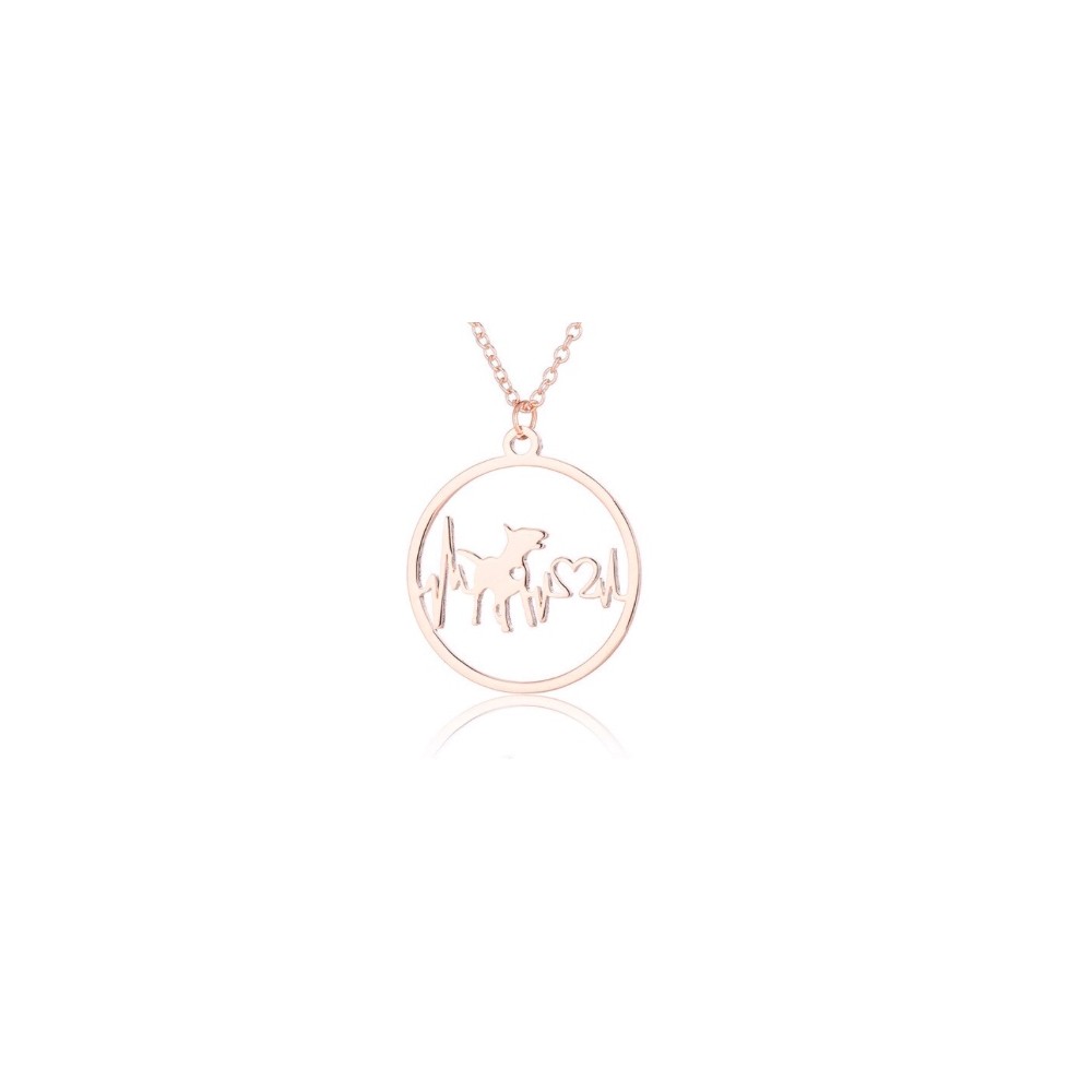 Naszyjnik Bulterier linia życia puls złoty