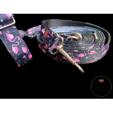 Smycz Flamingi czarne