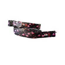 Smycz Flamingi czarne