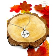 Naszyjnik Puls srebrny łapka i serce