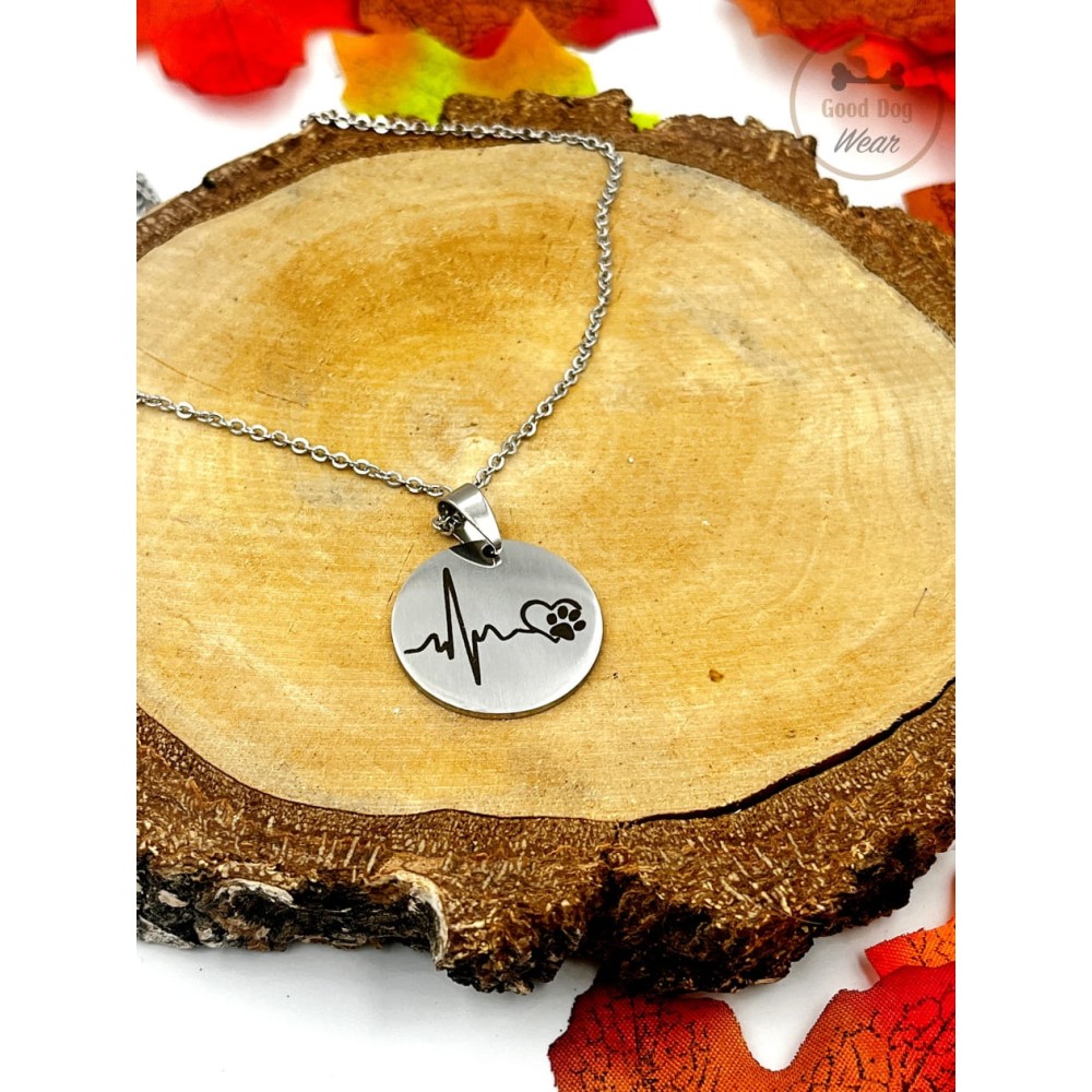 Naszyjnik Puls srebrny łapka i serce