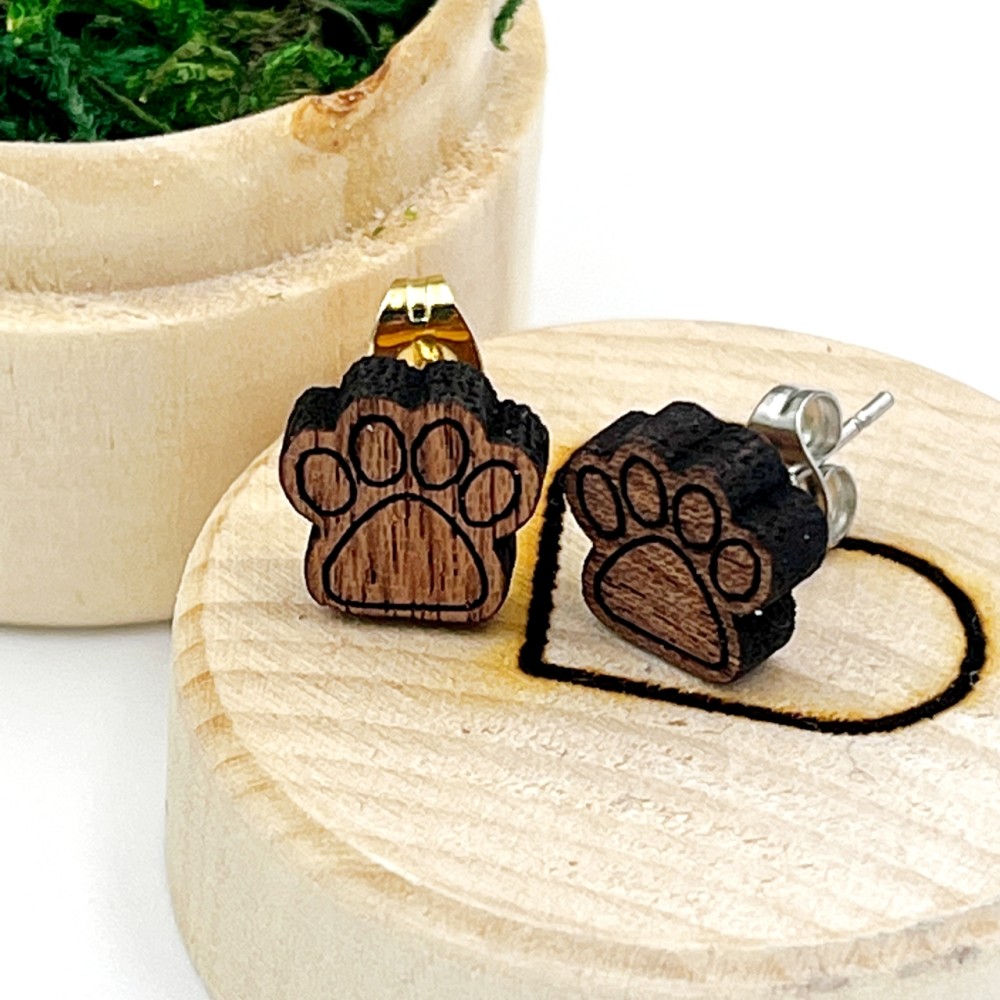 Kolczyki drewniane Psie łapki