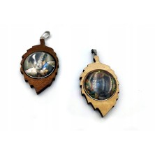 Naszyjnik liść jesień 25mm Twoje zdjęcie drewno