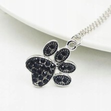 Naszyjnik psia łapka czarna z cyrkoniami