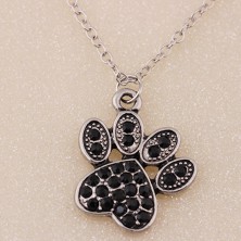 Naszyjnik psia łapka czarna z cyrkoniami