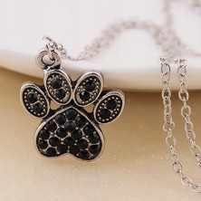 Naszyjnik psia łapka czarna z cyrkoniami