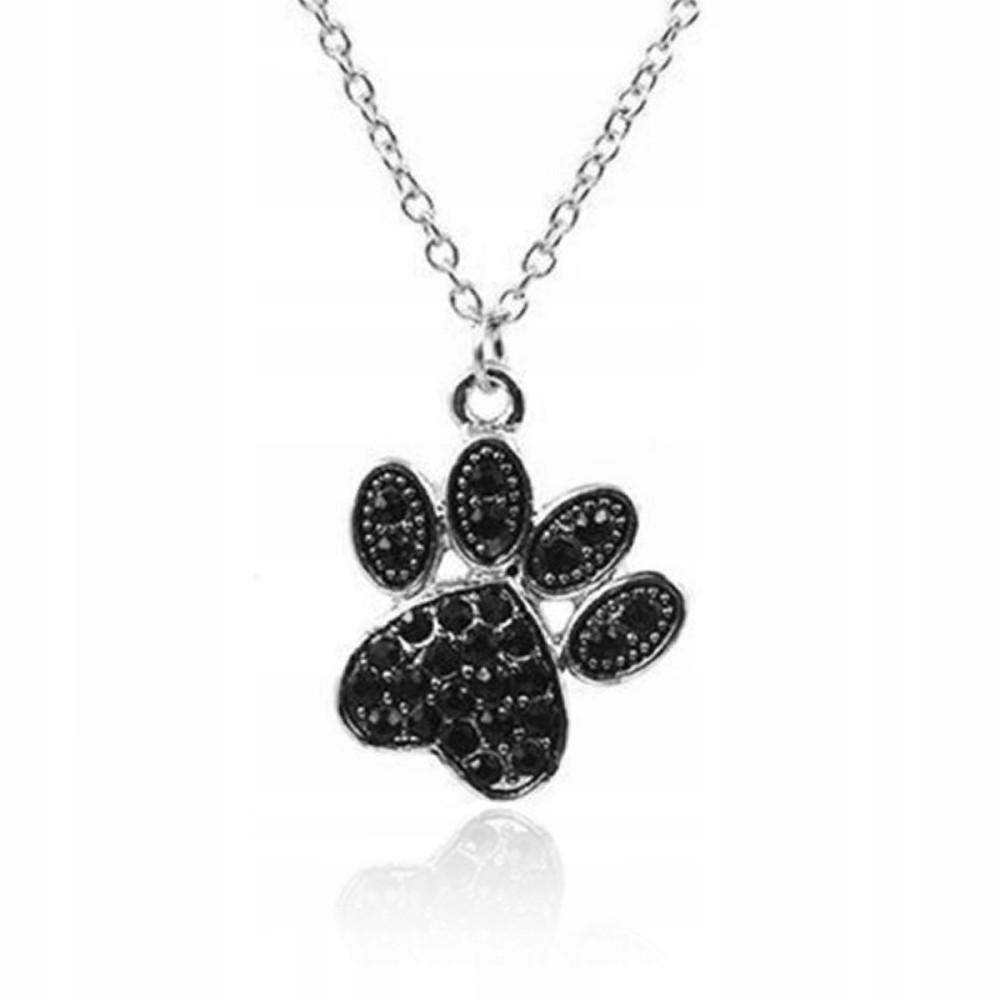 Naszyjnik psia łapka czarna z cyrkoniami