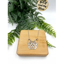 Naszyjnik Buldog Francuski głowa srebrny