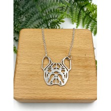 Naszyjnik Buldog Francuski głowa srebrny