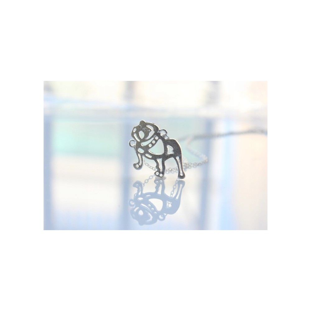 Naszyjnik Buldog Angielski srebrny 15x10mm