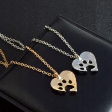 Naszyjnik psia łapa w sercu srebrny