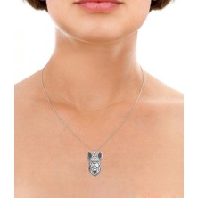 Naszyjnik Buldog Francuski głowa srebrny 2