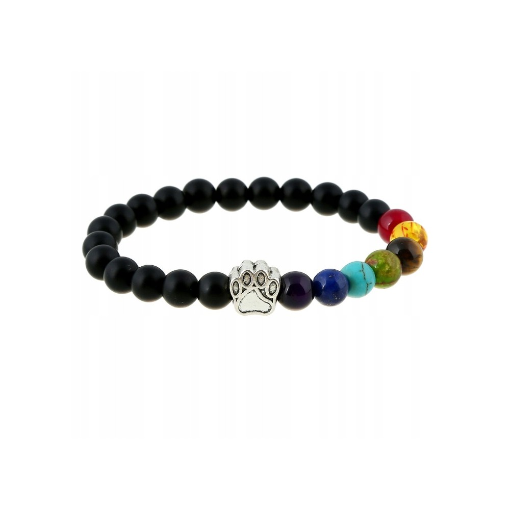 Bransoletka Psia łapa srebrna/złota 7 czakr KOLORY
