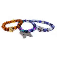 Bransoletka Buldog Francuski srebrna/złota