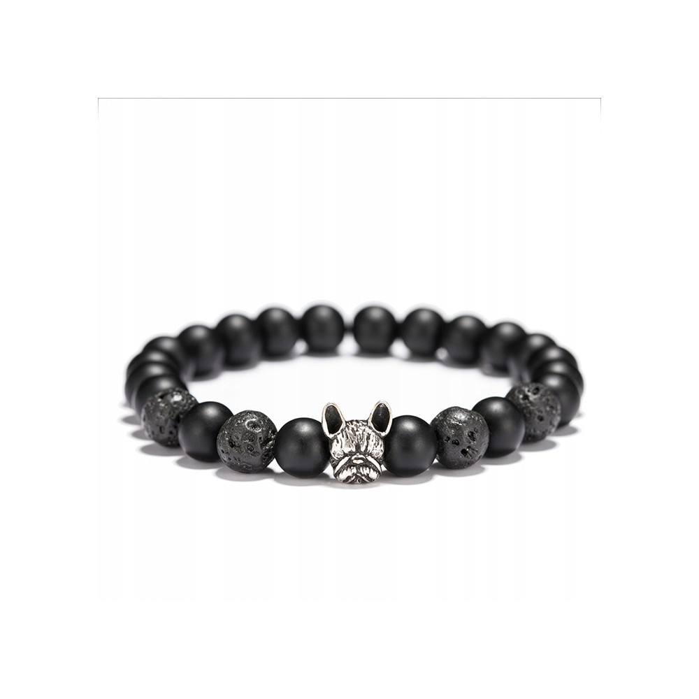 Bransoletka Buldog Francuski srebrna/złota