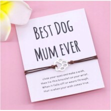 Bransoletka psia łapka rzemyk z kartonikiem