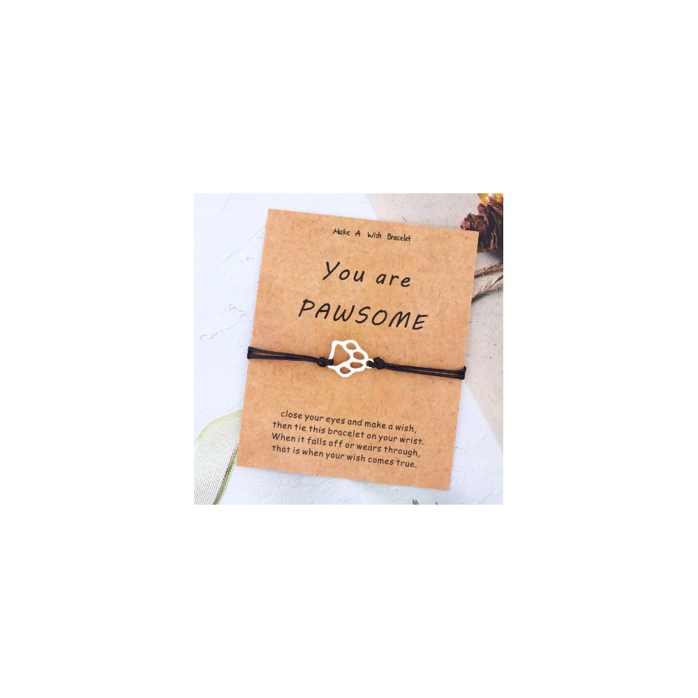 Bransoletka psia łapka rzemyk z kartonikiem