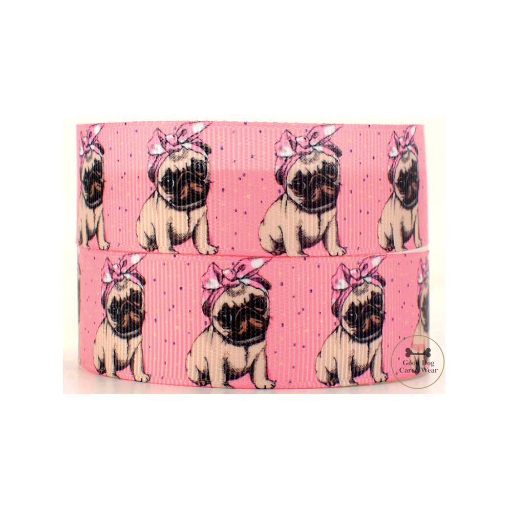 Obroża Mops z kokardą