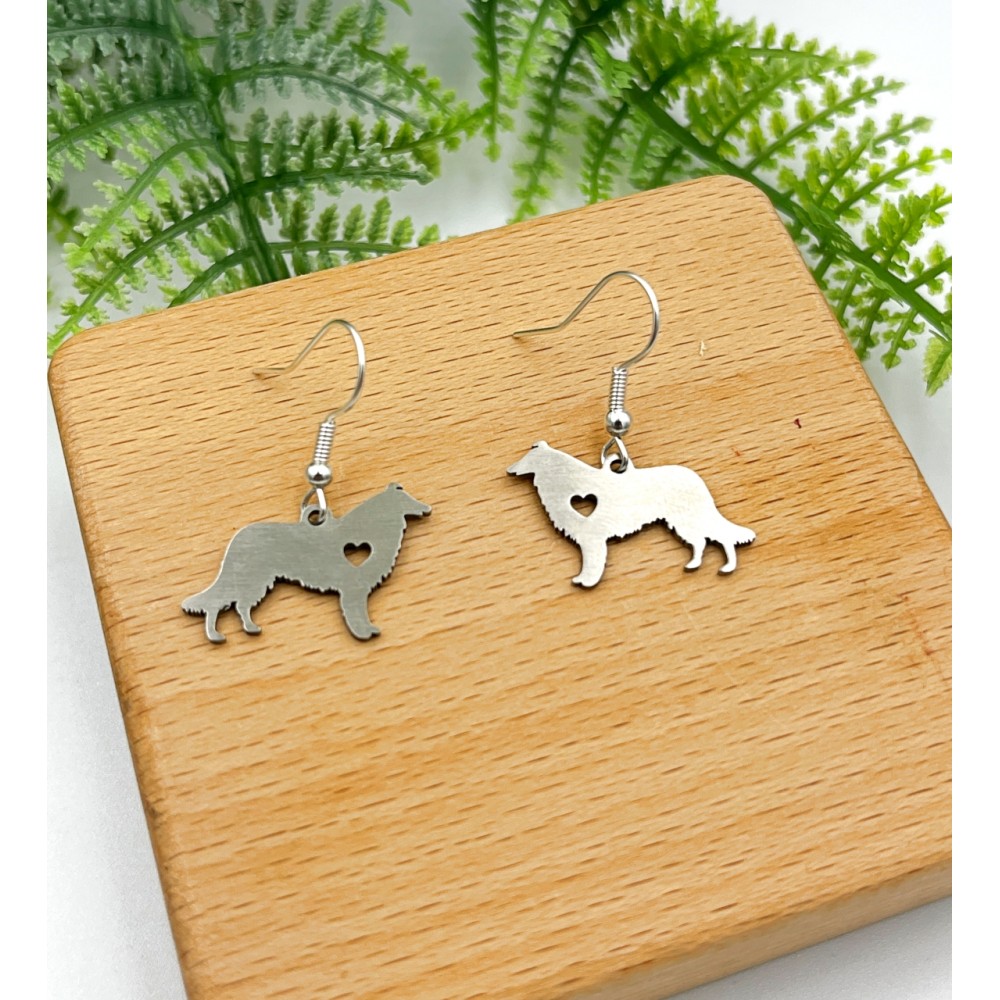 Kolczyki Owczarek Szkocki Collie srebrne