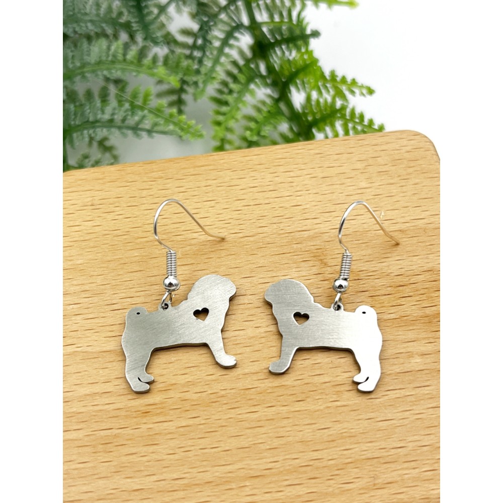 Kolczyki Mops srebrne