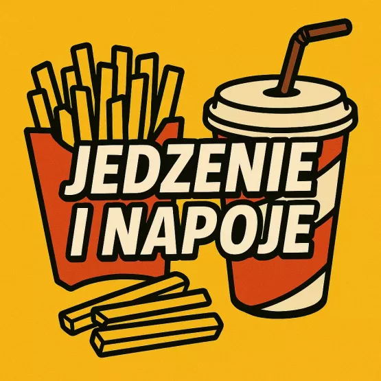 Smycze z motywami jedzenia i napojów – frytki, pizza, owoce, lody